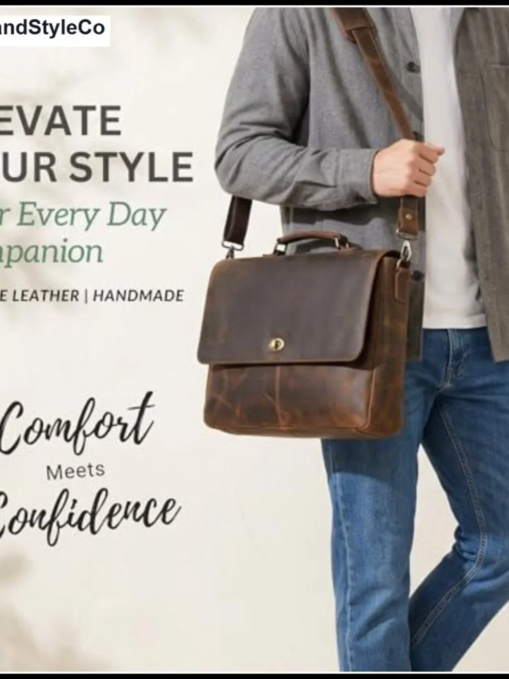 Genuine Leather Messenger Bag | Laptop Briefcase Satchel for Men & Women |